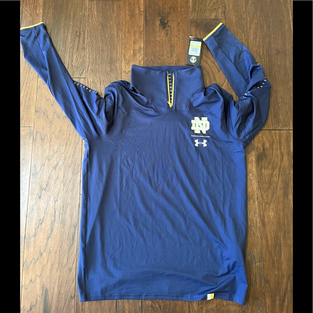 New W/Tags Under Armour Navy Notre Dame 1/2 Zip pull over